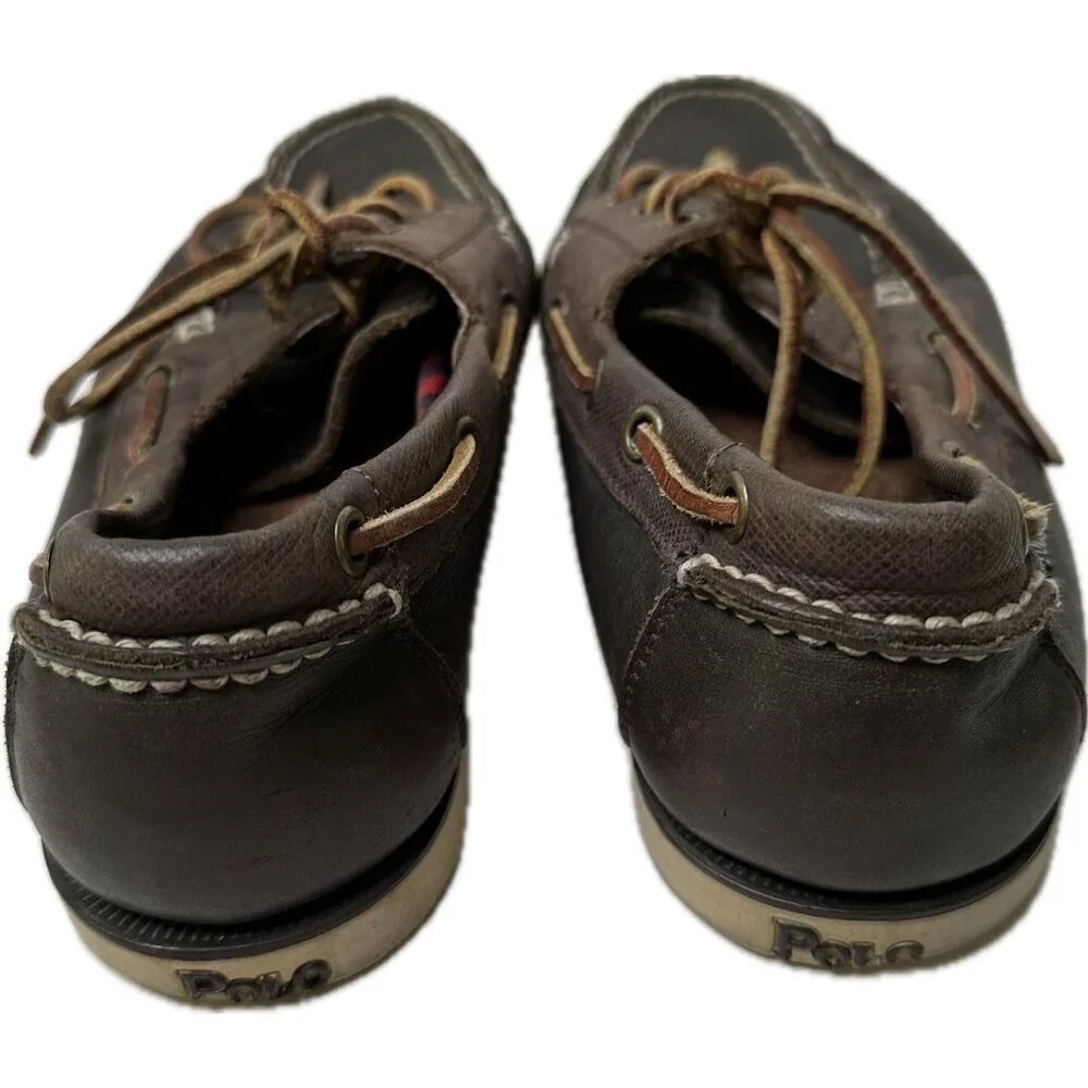 Polo Ralph Lauren Bienne Brown Leather Boat Shoes 9 D